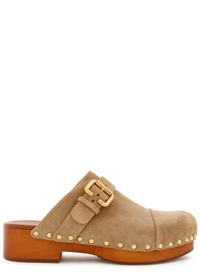 Chloé Jeannette Buckle Detailed Studded Clogs In Brown