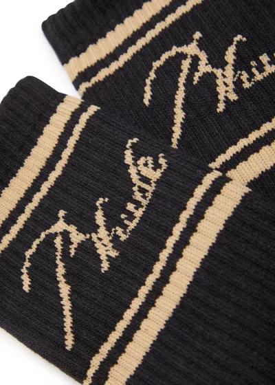 Rhude Script Logo Stretch-cotton Socks In Black