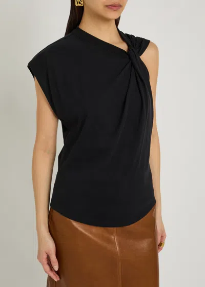 Isabel Marant Maisan Black T-shirt With Asymmetric Design And Logo Embroidery On The Back In Cotton Woman