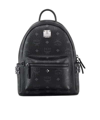 Mcm Stark Side Studs Backpack In Visetos In Pink