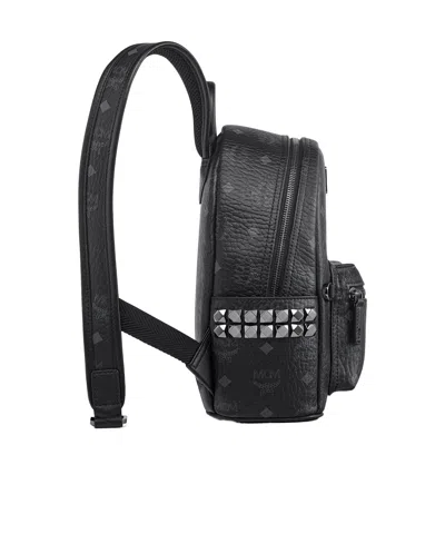 Mcm Stark Side Studs Backpack In Visetos In Pink