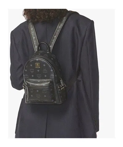 Mcm Stark Side Studs Backpack In Visetos In Pink