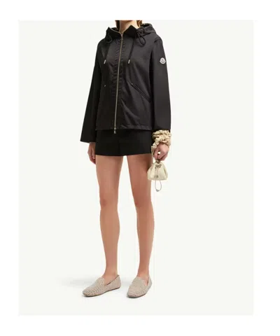 Moncler Cassiopea Drawstring Hooded Coat In Gray