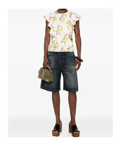 Ulla Johnson Botanical Ruffled Blouse In White