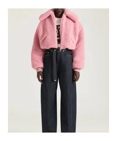 Givenchy Cropped Blouson In Shearling Effect In Pink