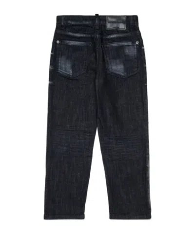 Dsquared2 Kids Logo Patch Distressed Jeans In Black