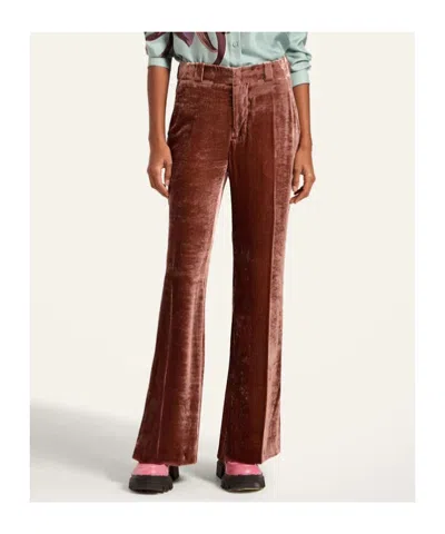 La Doublej La Double J Good Butt Flared-leg Velvet Trousers In Brown