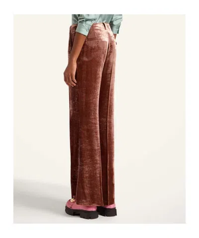La Doublej La Double J Good Butt Flared-leg Velvet Trousers In Brown
