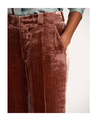 La Doublej La Double J Good Butt Flared-leg Velvet Trousers In Brown
