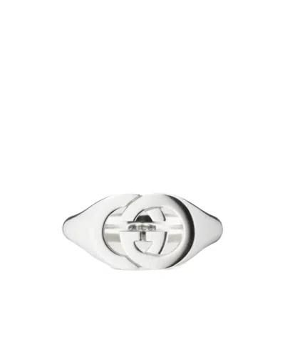 Gucci Interlocking Signet Ring In Metallic