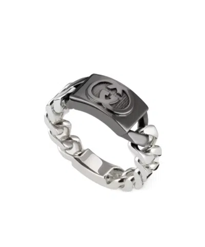 Gucci Interlocking Band Ring In Gray