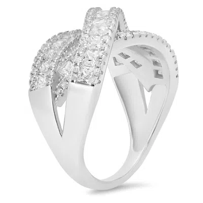 Kylie Harper Sterling Silver Crossover Highway Statement Ring In Metallic