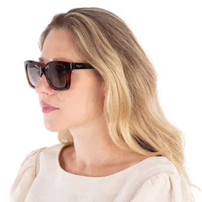 Ferragamo Brown Gradient Rectangular Ladies Sunglasses Sf955s 214 53 In Brown