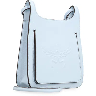 Mcm Pastel Light Blue Leather Mini Himmel Hobo Crossbody Bag In Blue