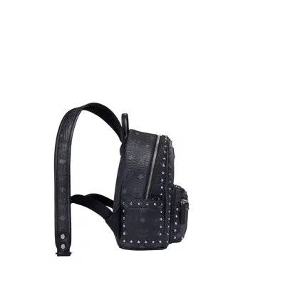 Mcm Black Mini Visetos Stark Backpack In Black