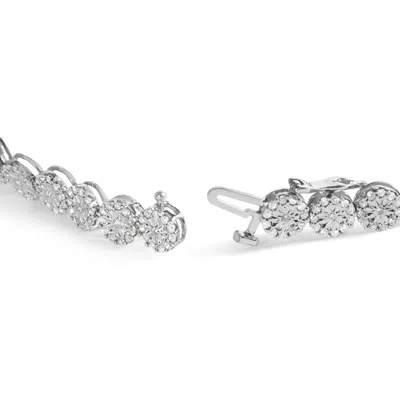 Haus Of Brilliance 14k White Gold 2.00 Cttw Diamond Halo Link Tennis Bracelet In Metallic