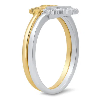 Kylie Harper Sterling Silver Two-tone Sun/moon 2pc Stackable Ring Set In Multi