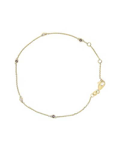 Haus Of Brilliance 14k Yellow Gold Alternating Red Ruby And White Diamond Bezel Station Chain Bracel