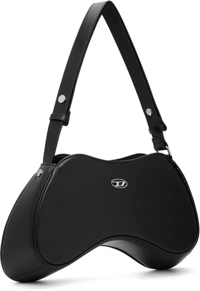 Diesel Shoulder Handbag With Zip Closure And Oval Logo In Black