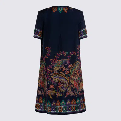 Etro Women Blue Paisley-print Habotai Silk Tunic Short Dress In Multi