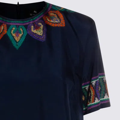 Etro Women Blue Paisley-print Habotai Silk Tunic Short Dress In Multi