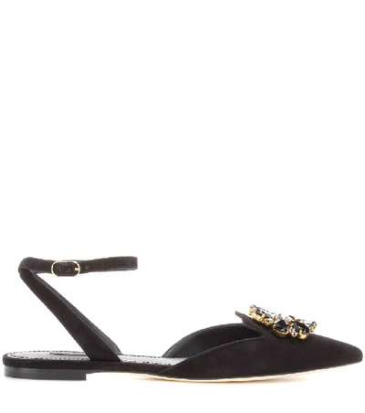 Shop Dolce & Gabbana Bellucci Embellished Suede Sandals In Llack