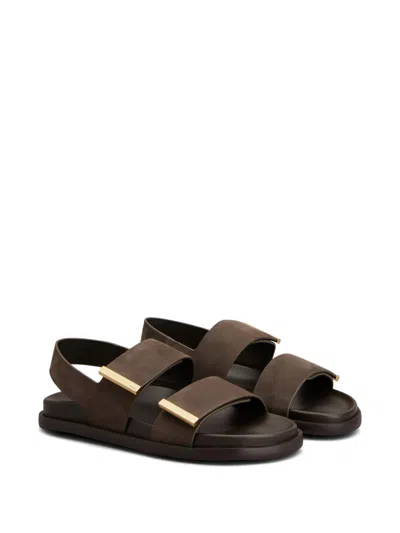Tod's Leather Slingback Sandals Open Toe Design In Brown