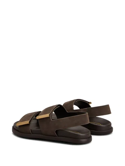 Tod's Leather Slingback Sandals Open Toe Design In Brown