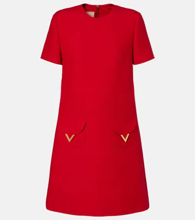 Valentino Womens Paris Pocket-front Short-sleeve Wool-blend Midi Dress In Red