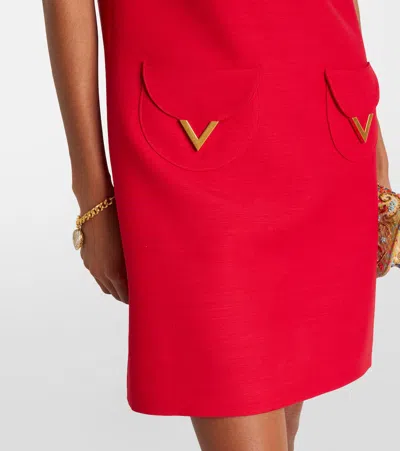 Valentino Womens Paris Pocket-front Short-sleeve Wool-blend Midi Dress In Red