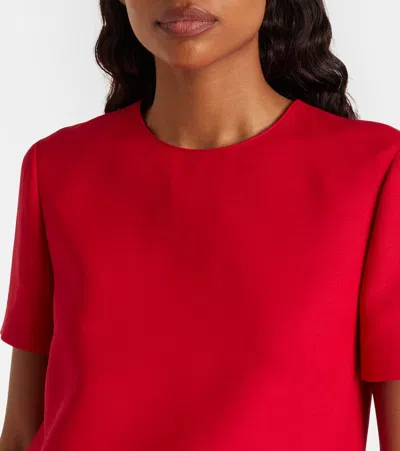 Valentino Womens Paris Pocket-front Short-sleeve Wool-blend Midi Dress In Red