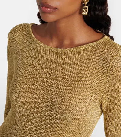 Staud Knitted Maxi Dress In Gold
