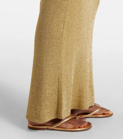 Staud Knitted Maxi Dress In Gold