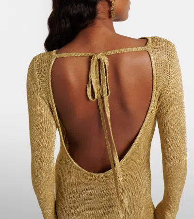 Staud Knitted Maxi Dress In Gold