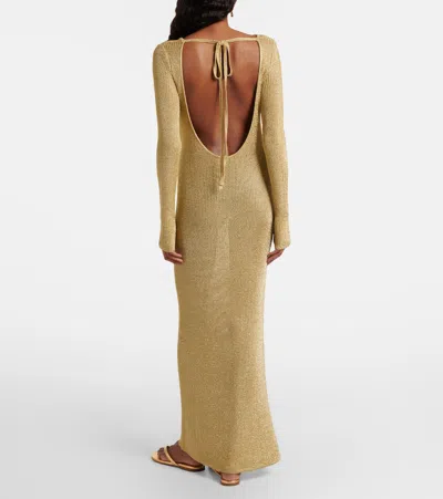 Staud Knitted Maxi Dress In Gold