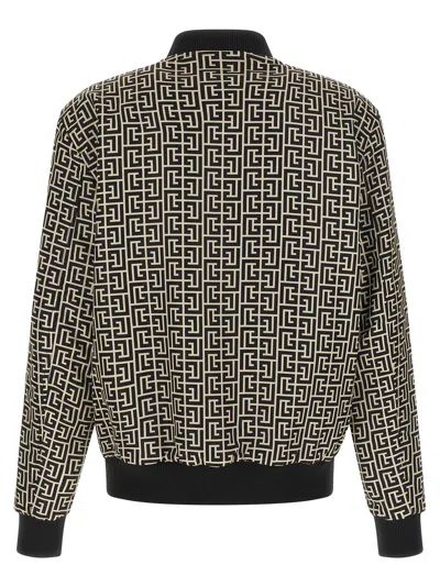 Balmain Monogram Reversible Bomber Jacket In Black