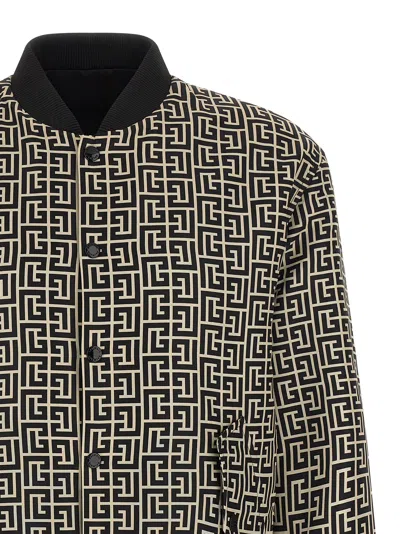 Balmain Monogram Reversible Bomber Jacket In Black