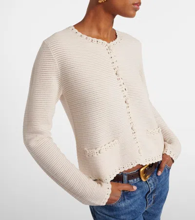 Frame Crochet-trimmed Wool-blend Jacket In White