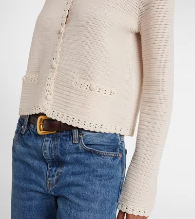 Frame Crochet-trimmed Wool-blend Jacket In White