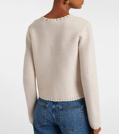Frame Crochet-trimmed Wool-blend Jacket In White