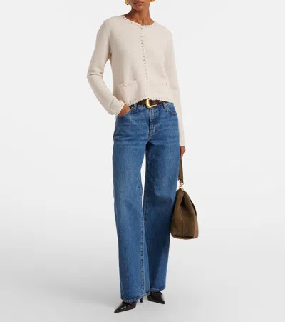 Frame Crochet-trimmed Wool-blend Jacket In White