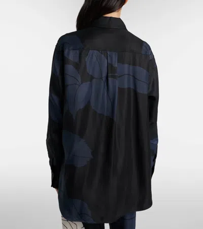 Victoria Beckham Floral Shirt Long Sleeves Collared Neck Pocket In Blue