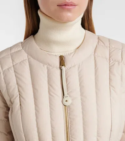 Moncler Menthe Vertical-quilted Short Down Jacket In Neutral