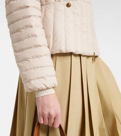 Moncler Menthe Vertical-quilted Short Down Jacket In Neutral