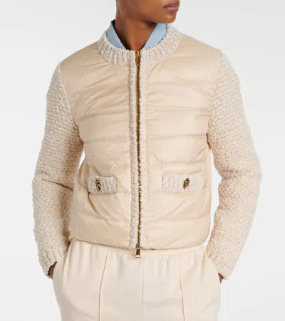 Moncler Quilted-panel Jacket In Neutral