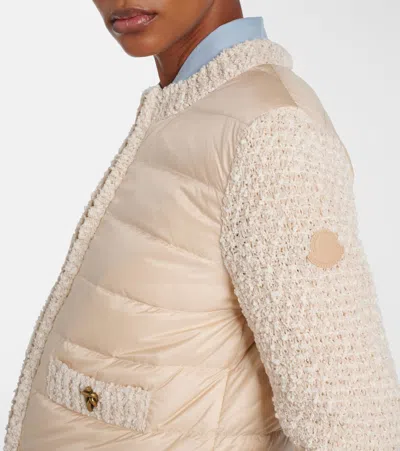 Moncler Quilted-panel Jacket In Neutral