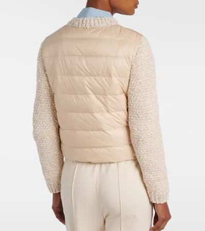 Moncler Quilted-panel Jacket In Neutral