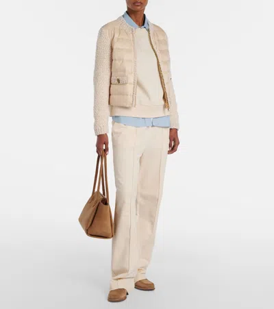 Moncler Quilted-panel Jacket In Neutral