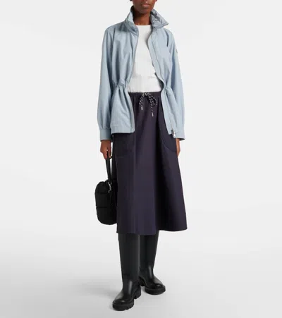 Moncler Enette Hooded Short Parka Jacket In Blue