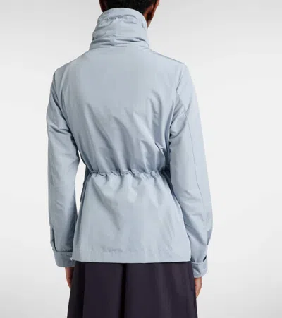 Moncler Enette Hooded Short Parka Jacket In Blue